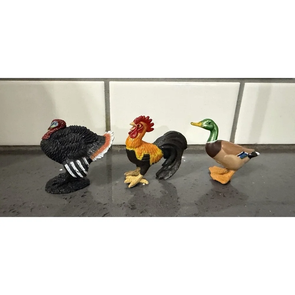 Vintage Plastic‎ Figures Lot Of 3 Turkey Duck Rooster Figurines